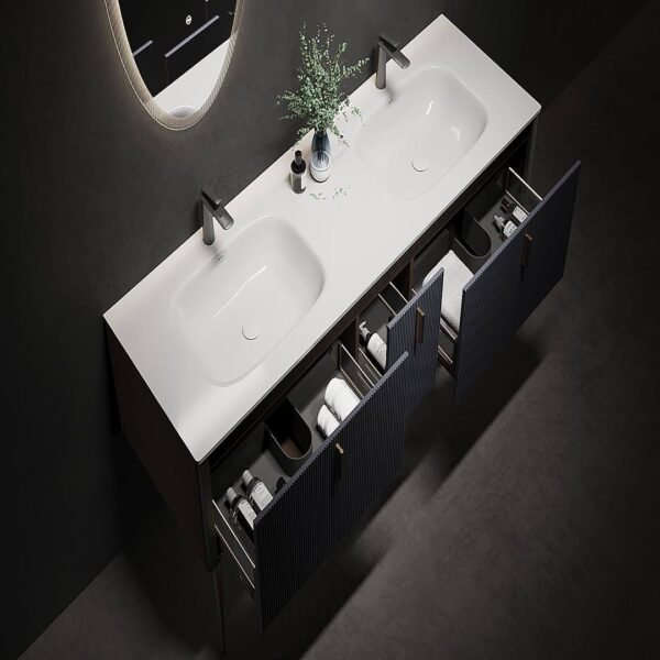 Single Bowl Modern Wall-Mounted Bathroom Vanity DS6016-1800 - Image 2