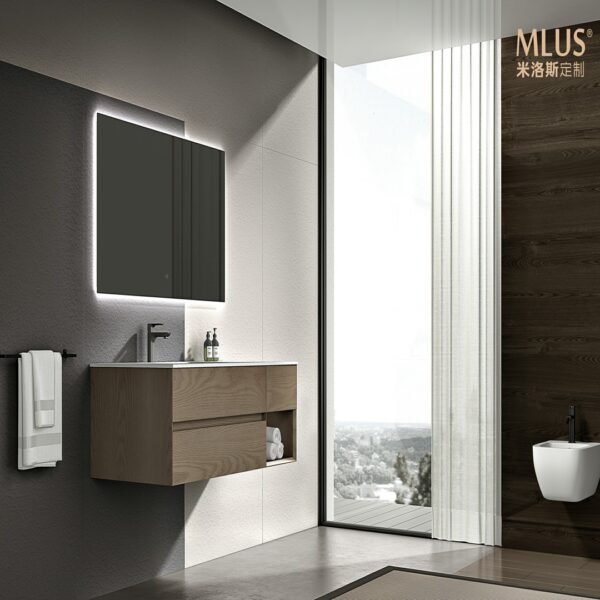 Single Bowl Modern Wall-Mounted Bathroom Vanity ML8566 - Image 2