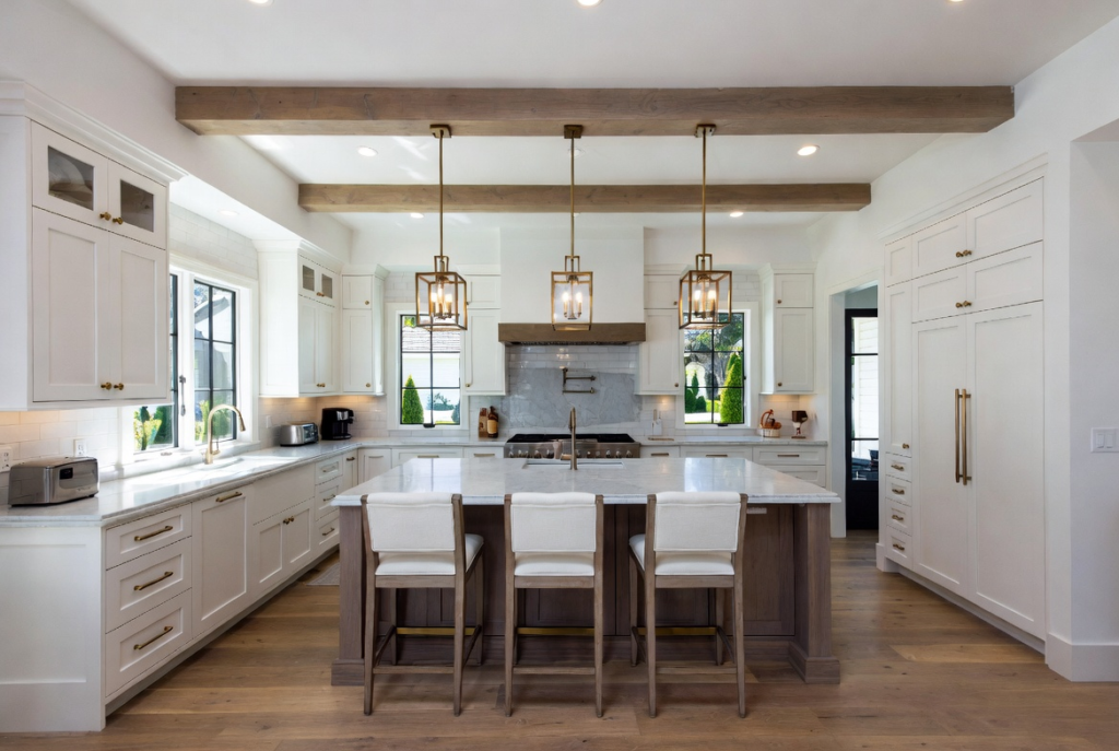 Luxury Hamptons style kitchen renovation with white shaker cabinetry and marble island in Brighton 3186 - 2