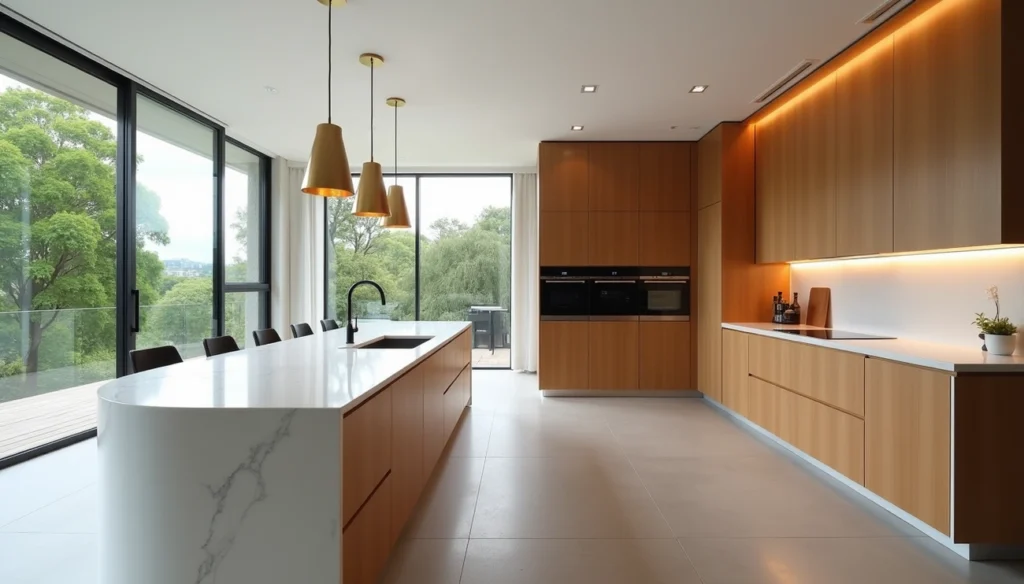 Custom walnut kitchen cabinetry Studley Park Kew 3101