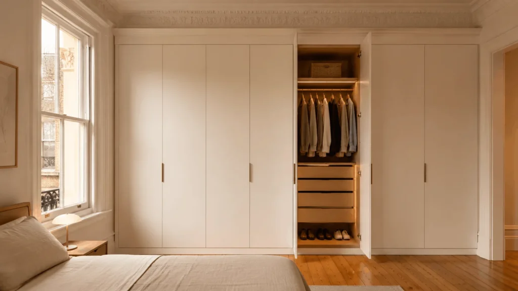 Custom wardrobes Brunswick 2026 — bespoke built-in wardrobe in a Victorian terrace by Silk Touch Joinery