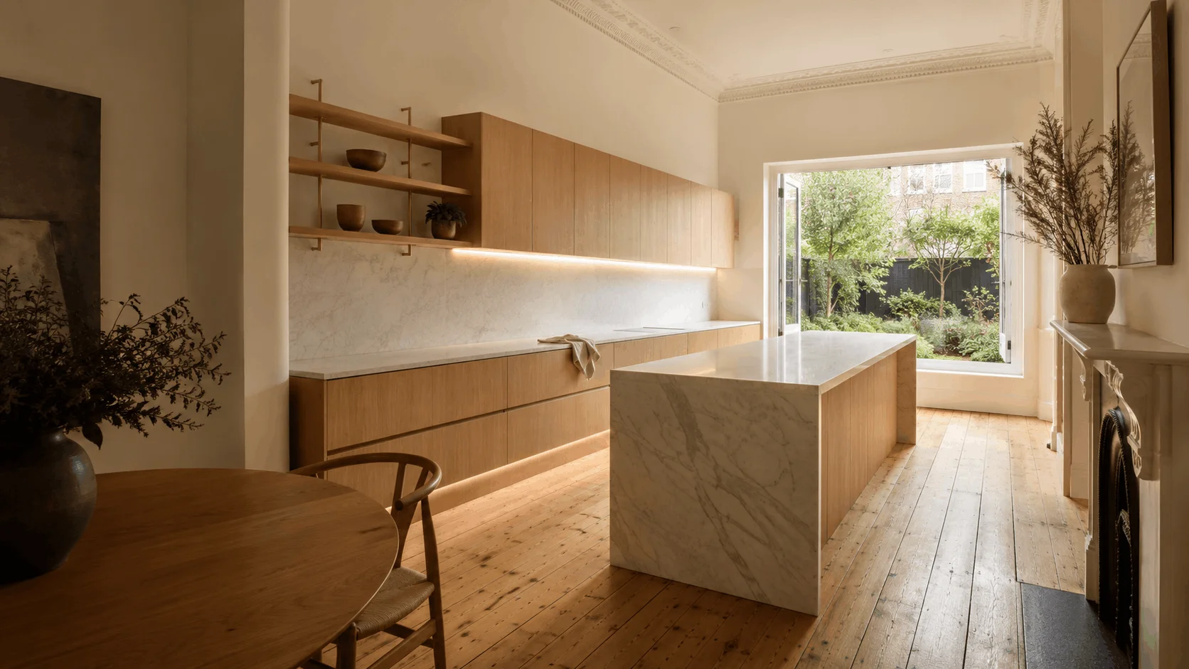 Japandi kitchen joinery Thornbury 2026 — warm minimal bespoke cabinetry in a Victorian terrace by Silk Touch Joinery