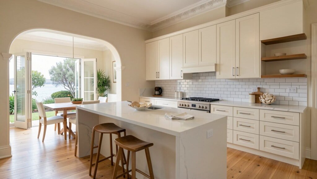 Custom joinery Hampton 2026 — coastal bespoke kitchen by Silk Touch Joinery