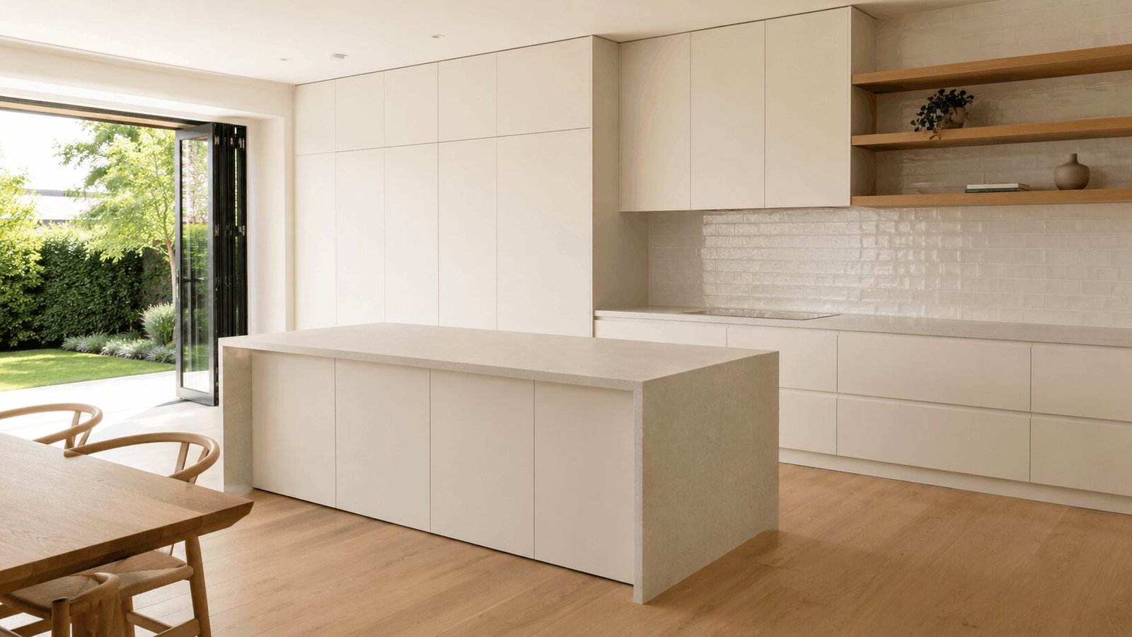 Handleless kitchen cabinets Melbourne 2026 — bespoke integrated J-pull kitchen by Silk Touch Joinery