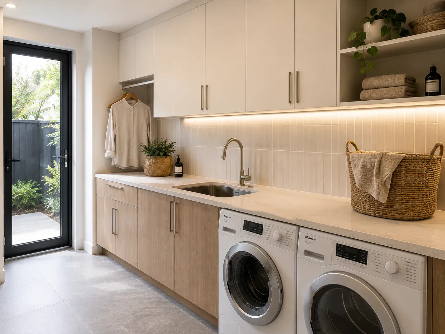 Illustrative custom laundry cabinetry and storage