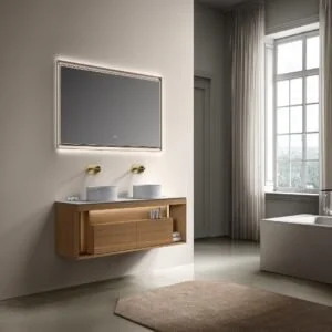 Double Bowl Wooden Bathroom Vanity Cabinet G1003-1