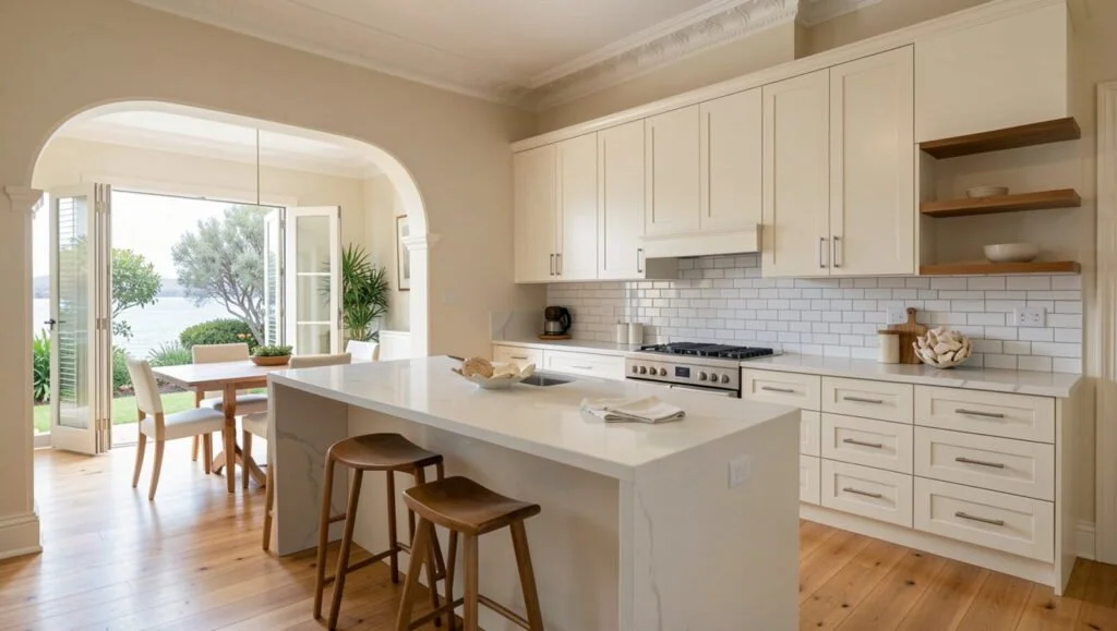 Custom joinery Hampton 2026 — coastal bespoke kitchen by Silk Touch Joinery