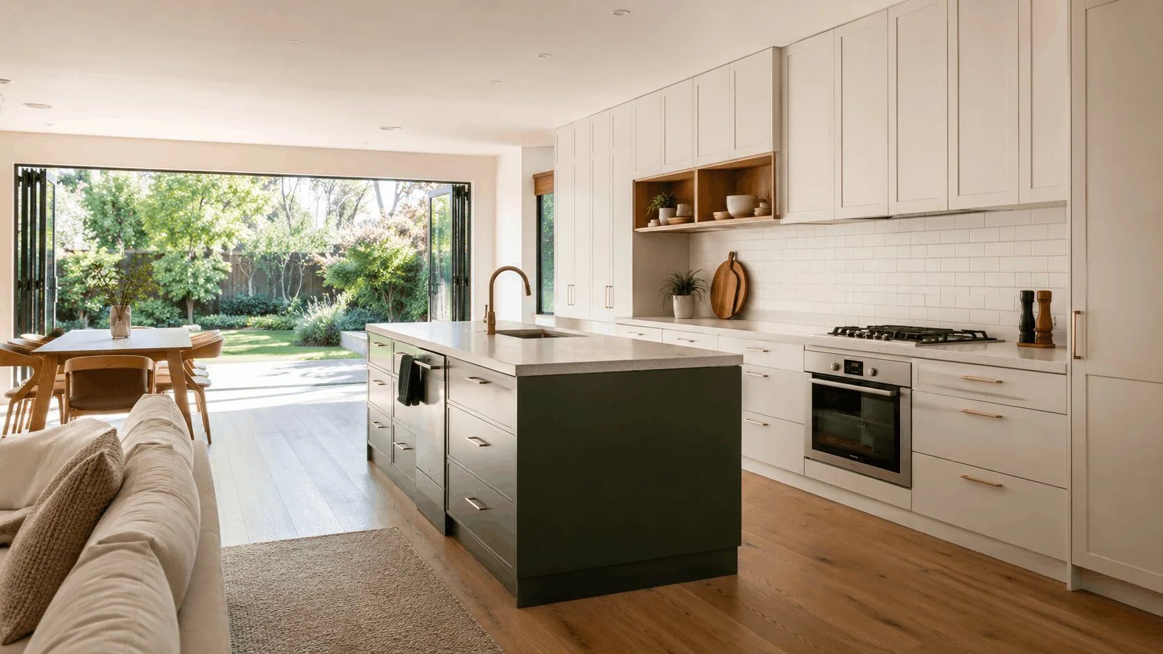 Kitchen renovation Blackburn 2026 — open-plan bespoke kitchen by Silk Touch Joinery